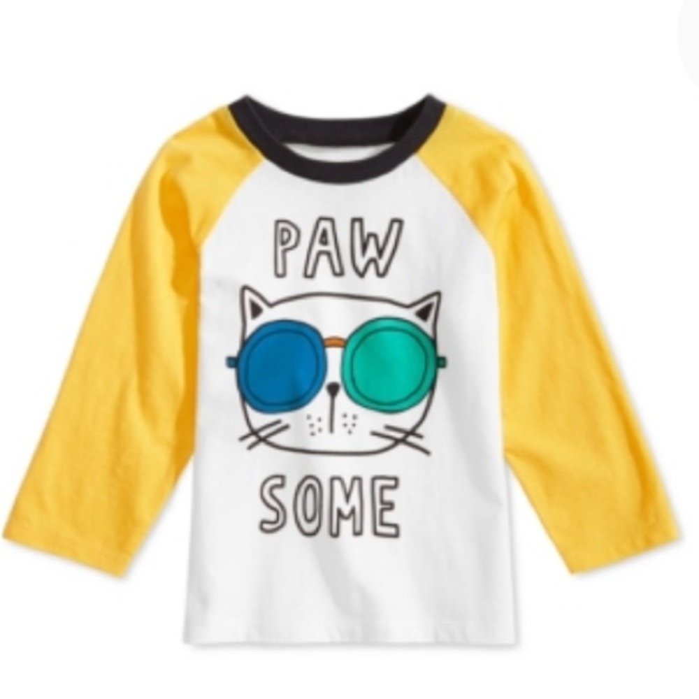 NEW First Impressions Cat Long Sleeve Top, Size 6-9 Months, White Yellow